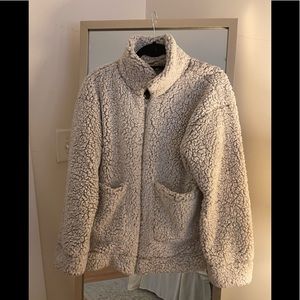 Amazon grey and white fleece jacket